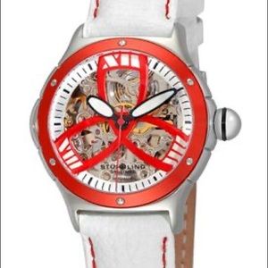🔻 Stuhrling Original Red with Wite Leather Watch